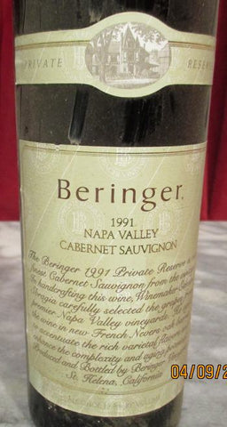 1991 Beringer Napa Valley Cabernet Sauvignon